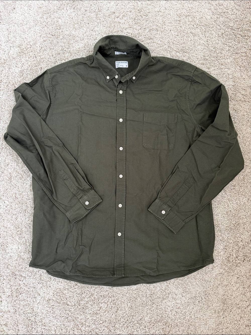 Frank & Oak Men's Dark Olive Button-Down Shirt